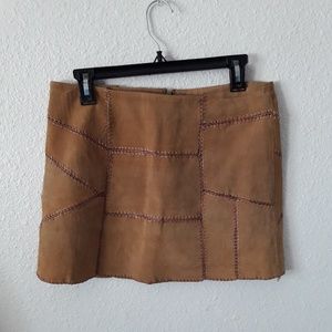 Brown leather skirt